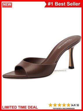 Faux Leather Pointed Toe Slip On High Heel Mules Sandals